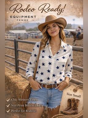 🌟 Equipment Femme Star Print Silk Blouse – Size S 🌟